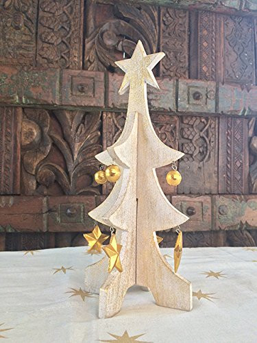 Small Cream Wooden Christmas Tree