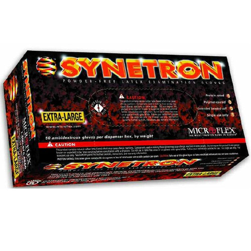 Microflex Small Synetron® Powder-Free Latex Exam Gloves with Extended Cuff