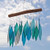Blue Frosted Glass Leaf Wind Chime