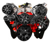 Small Block Chevy All Inclusive Evolution Serpentine System, Front, Black Onyx