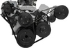Small Block Chevy Long Water Pump Serpentine System - All Inclusive, Sanden 508, Black