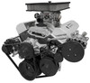 Black Chevy Small Block Mid-Mount Ultra Serpentine System AC PS ALT