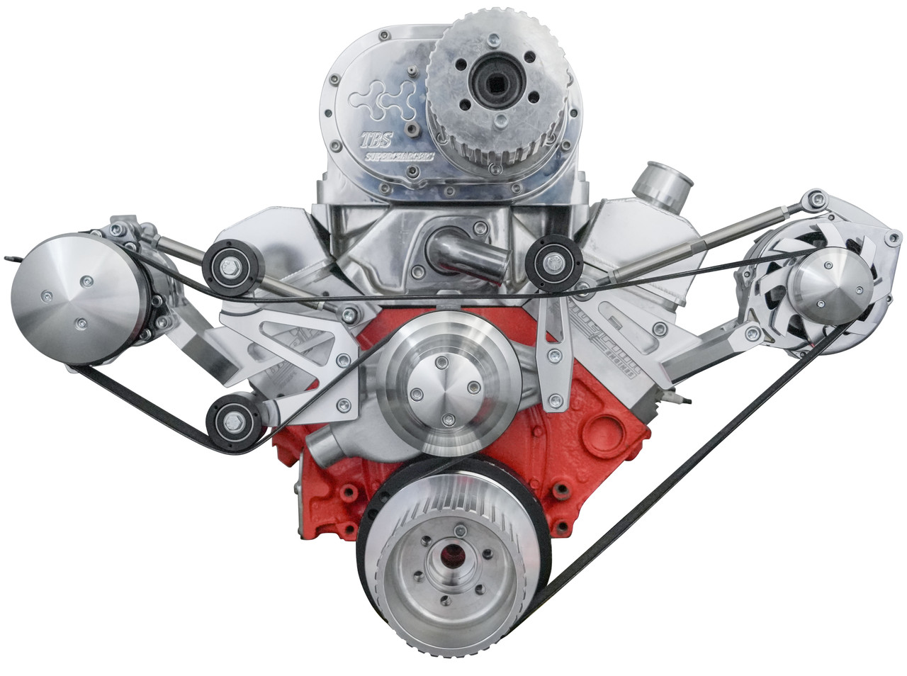 Small Block Chevy - Outward Mount Deluxe For Blowers - Short Water Pump Serpentine System | March Performance Small Block Chevy - Outward Mount Deluxe For Blowers - Short Water Pump Serpentine System | March Performance