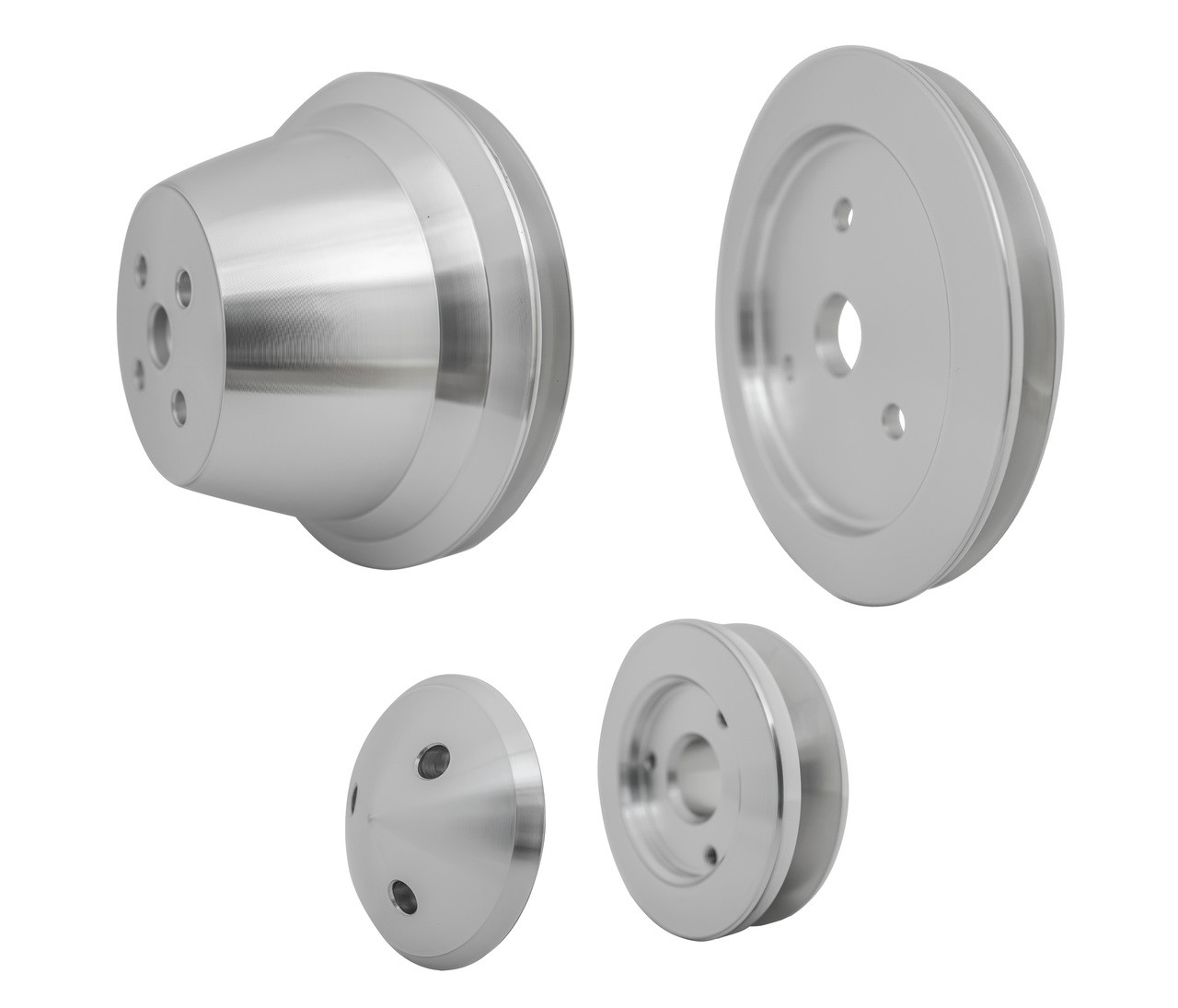 Chrome V-belt Pulley Kit Chrome 4 Pulley Set For Small Block Chevy Long Water Pump - 283 327 350 383 400 Water Pumps For Ford E-350 Super Duty - Foto 4