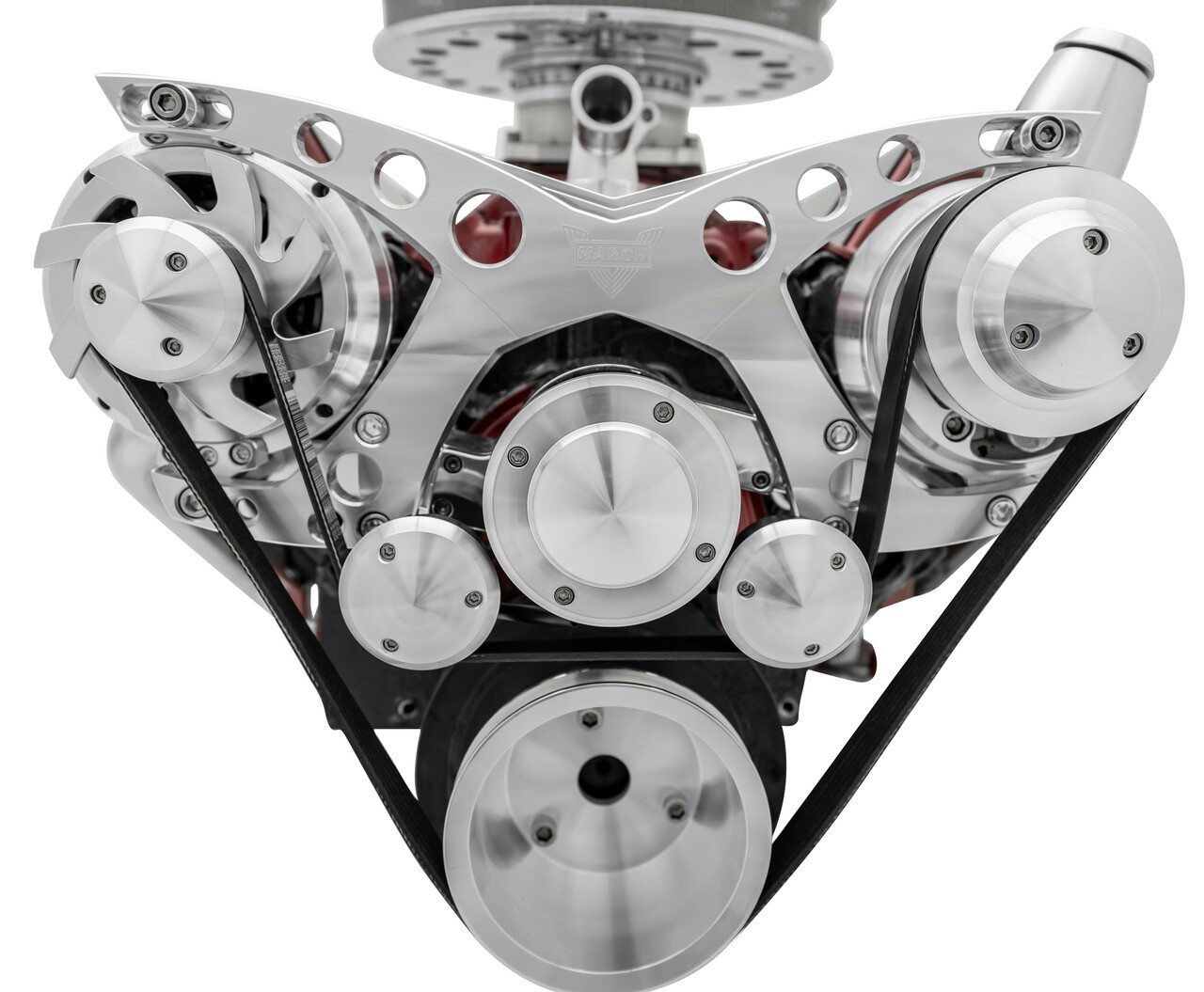 Speedmaster Polished Aluminum Serpentine Belt Drive System Kit For Chevy SBC 350 - Complete Kit, 1-673-001-02