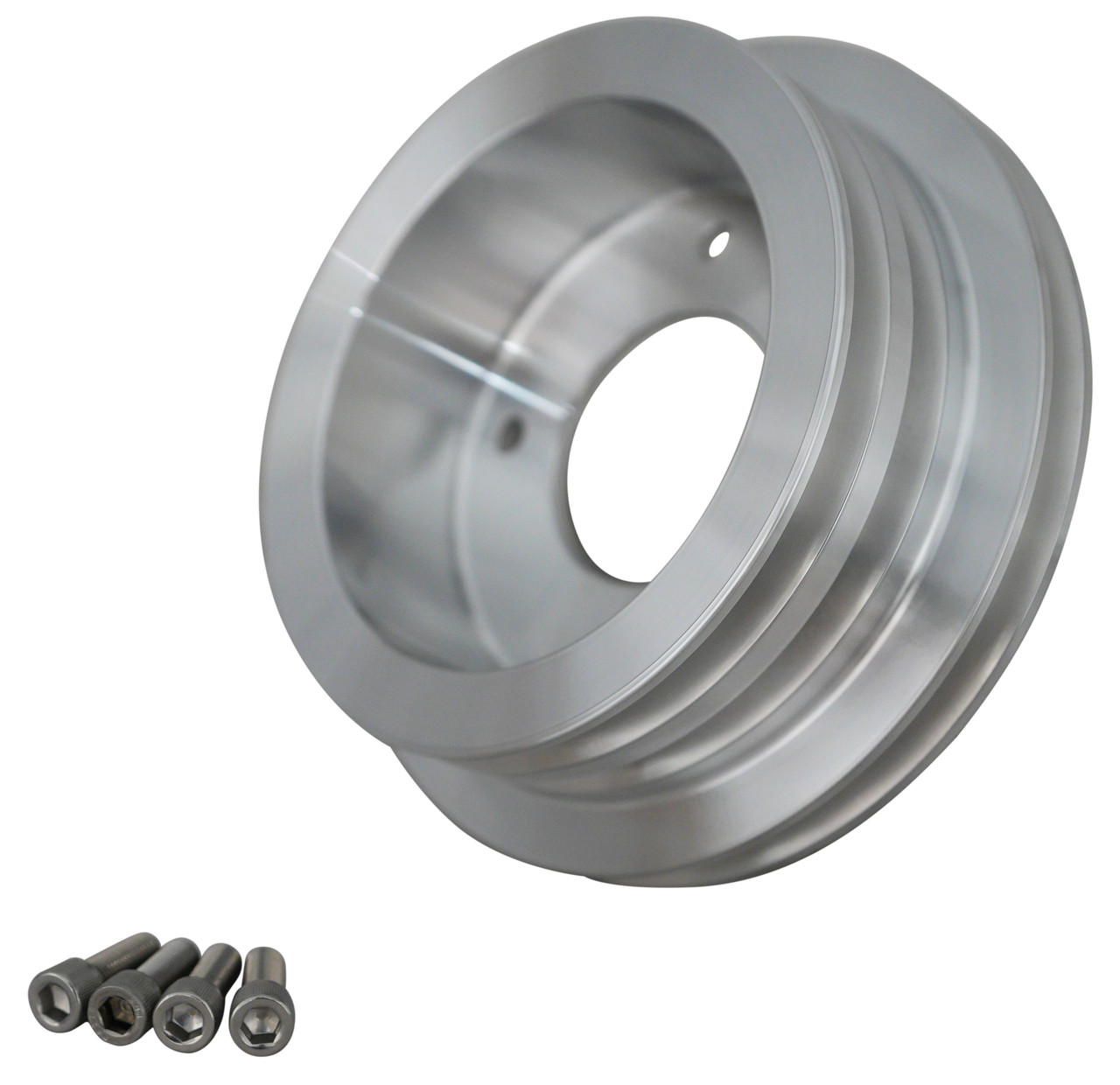 Buick Big Block 400 430 455 Aluminum Crank Pulley - V-Belt Style, Polished Billet, Front Mount