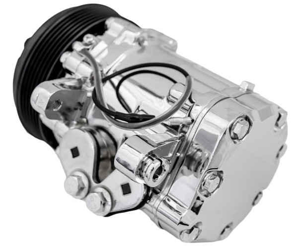 Ultra Series Sanden 7176 / SD-7 Air Conditioning Compressor Chrome Finish with 6 Groove Clutch, Back Ultra Series Sanden 7176 / SD-7 Air Conditioning Compressor Chrome Finish with 6 Groove Clutch, Back