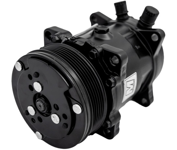 Ultra Series Sanden 508 Air Conditioning Compressor Black Finish with 6 Groove Clutch, Front Ultra Series Sanden 508 Air Conditioning Compressor Black Finish with 6 Groove Clutch, Front