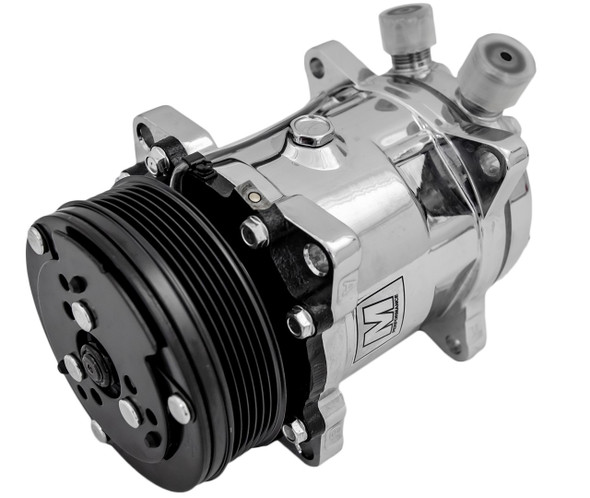 Ultra Series Sanden 508 Air Conditioning Compressor Polished Finish with 6 Groove Clutch, Face Ultra Series Sanden 508 Air Conditioning Compressor Polished Finish with 6 Groove Clutch, Face