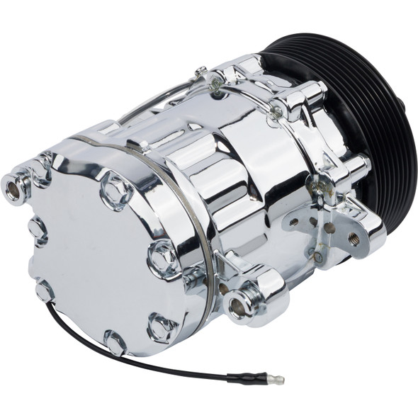 Ultra Series Sanden 7176 / SD-7 Air Conditioning Compressor Chrome Finish with 8 Groove Clutch