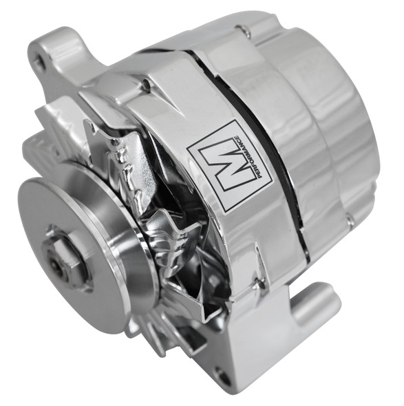 Ultra Series Ford 1G Alternator, 100 Amp 1 Wire Polished Finish, Face Ultra Series Ford 1G Alternator, 100 Amp 1 Wire Polished Finish, Face