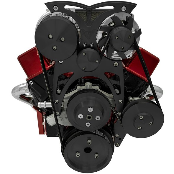 Small Block Chevy Style Track: Street Rod, Front, Black, Saginaw Small Block Chevy Style Track: Street Rod, Front, Black, Saginaw