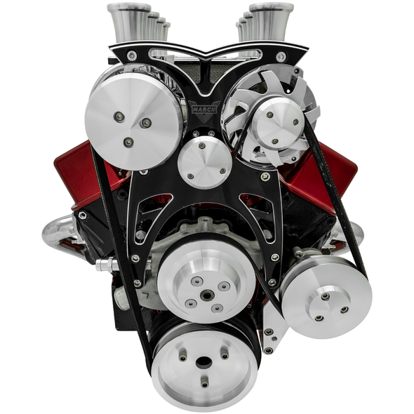 Small Block Chevy Style Track: Street Rod, Black Onyx, Front, GM Type II Pump Small Block Chevy Style Track: Street Rod, Black Onyx, Front, GM Type II Pump