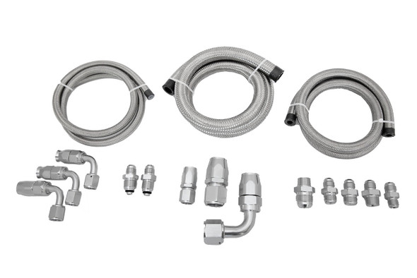 Braided Power Steering Line Kit for Remote Reservoirs - Stainless Finish