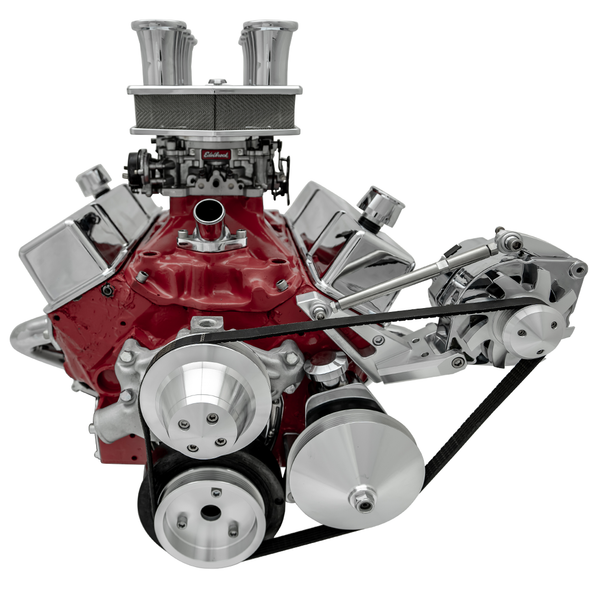 Small Block Chevy - Outward Mount Deluxe - Short Water Pump Serpentine System (Standard), Clear