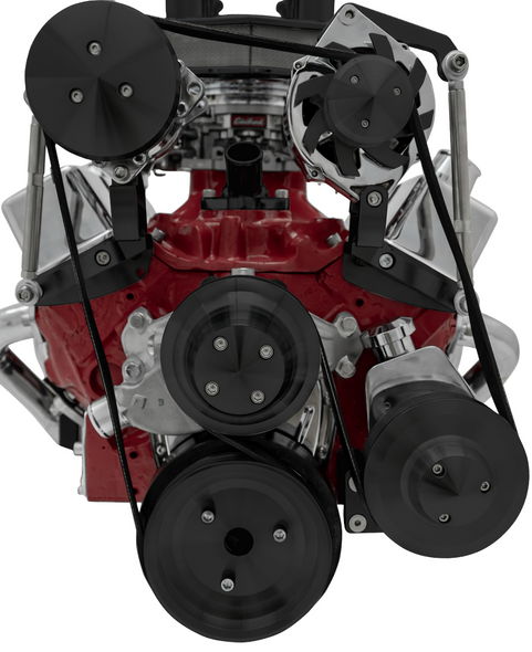 Small Block Chevy : Inward Mount Ultra : Reverse Rotation Serpentine System, Black