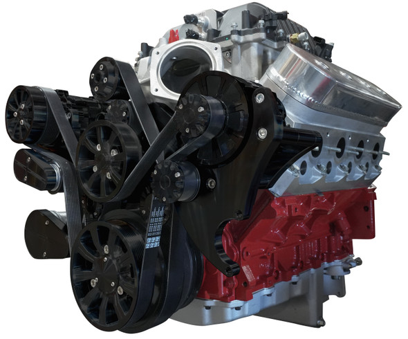 Chevy LSA Supercharged Evolution Serpentine System - Black Anodize AC