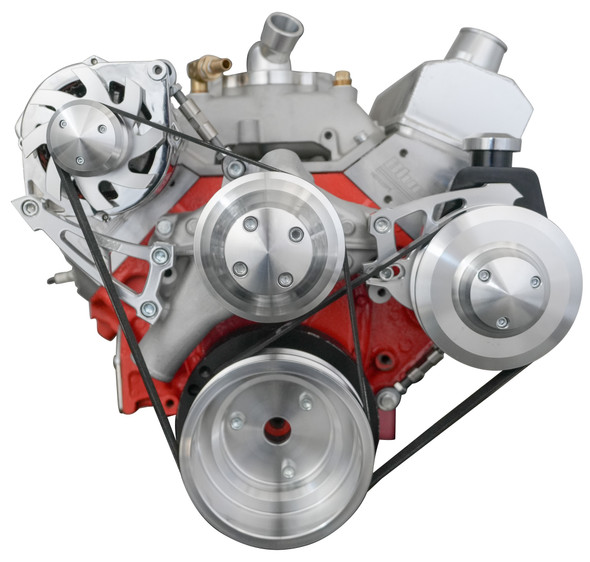 Small Block Chevy Ultra 2 Serpentine System, Clear Front