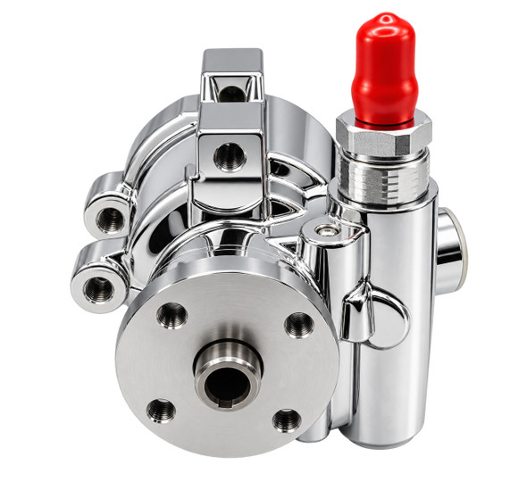 Chrome GM Type II Power Steering Pump - Designed for Attached Reservoir