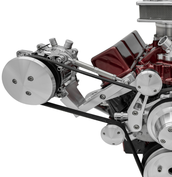 Small Block Chevy Ultra Outward Mount Passenger Side Air Conditioning Bracket for Short Water Pumps
