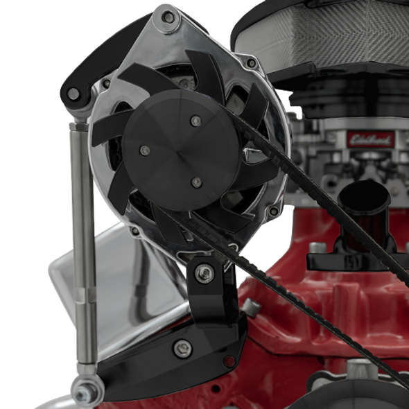 Small Block Chevy Ultra Inward Passenger Side Alternator Bracket for Short Water Pumps, Black