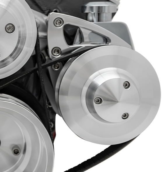 Small Block Chevy Long Water Pump Ultra Power Steering Bracket, Clear