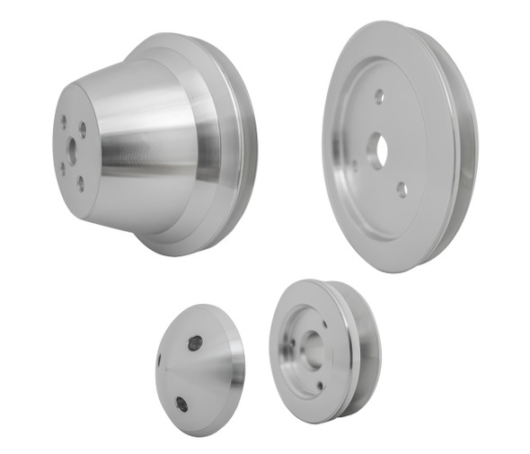 Small Block Chevy Short Water Pump High Flow Pulley Kit, Clear