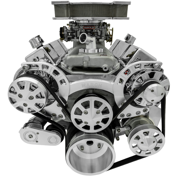 Big Block Chevy Sport Track All Inclusive Serpentine System, Clear