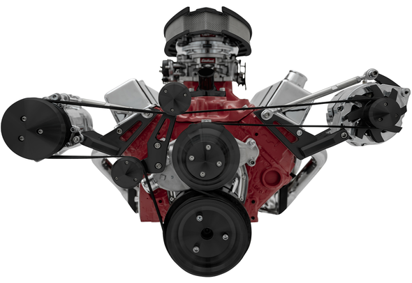 Big Block Chevy Outward Mount Serpentine Conversion w/ AC, Black