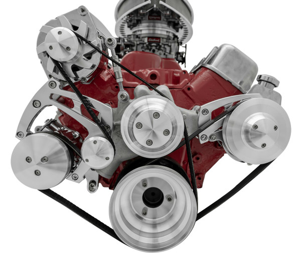 Big Block Chevy Serpentine Conversion Extra High Mid-Mount Ultra; Long Water Pump, Clear