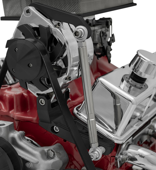 Big Block Chevy Inward Driver's Side Mount Alternator Bracket for Short Water Pumps, Black