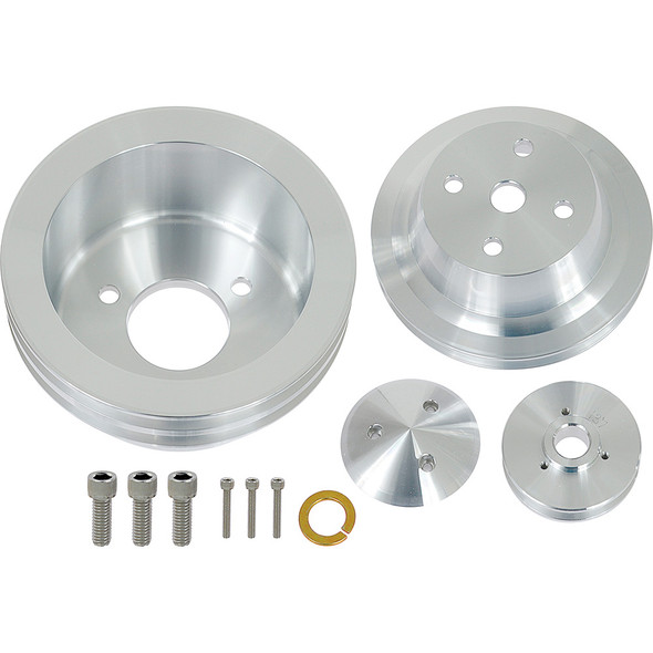 Big Block Chevy High Flow V-Belt Pulley Kit for Long Water Pump, Clear