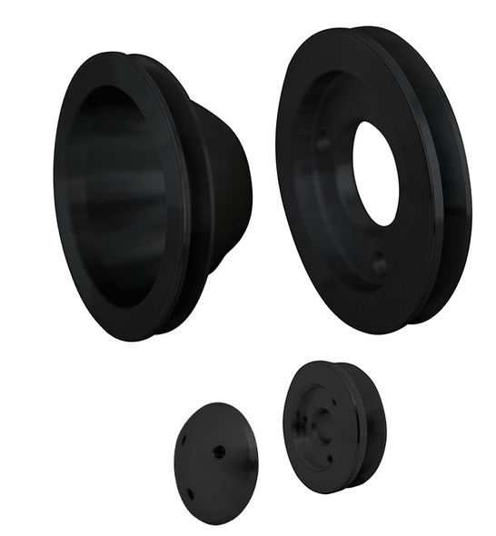 Big Block Chevy High Flow V-Belt Pulley Kit for Short Water Pumps (1V), Black