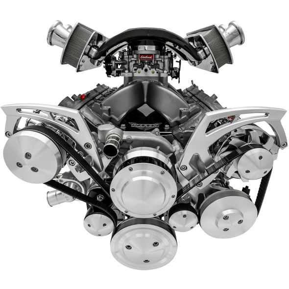 Chevy LS All Inclusive Style Track Serpentine System w/ AC, Clear