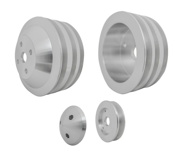 1971 - 1982 Chevy Corvette Small Block V-Belt Pulley Kit, Clear