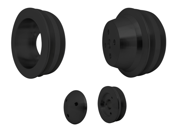 Small Block Ford High Flow V-Belt Pulley Kit, Black