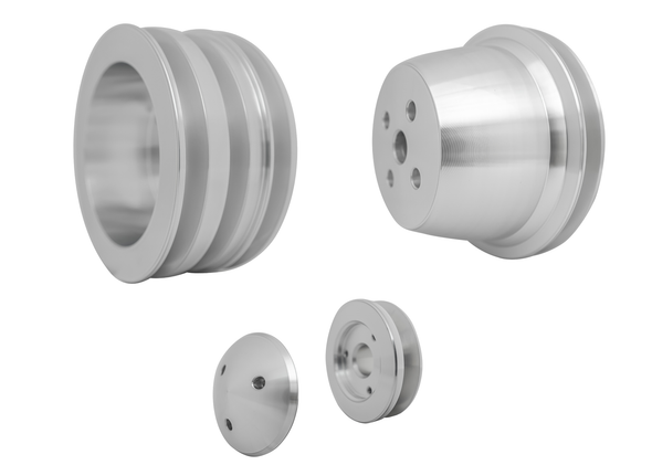 Small Block Ford High Flow V-Belt Pulley Kit 2.5" O.A.L (3V) [1969+], Clear