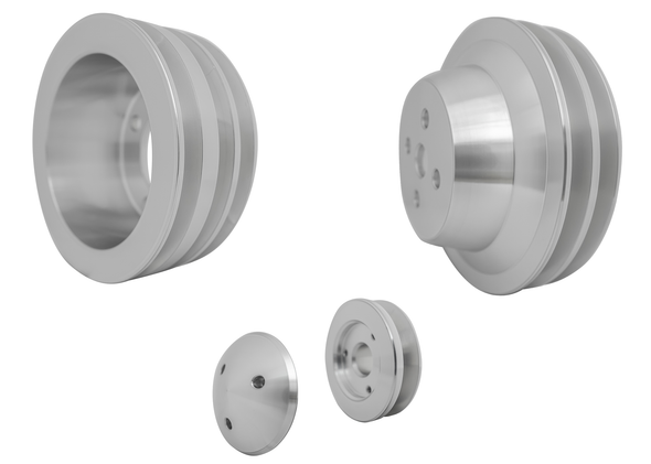 Small Block Ford Performance Ratio V-Belt Pulley Kit (3V) [4 Bolt; Early], Clear