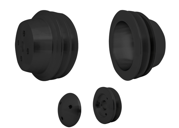 Small Block Ford High Flow V-Belt Pulley Kit (2V) [3 Bolt; Early], Black