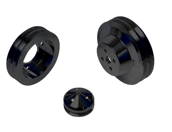 Ford FE Performance Ratio V-Belt Pulley Kit (2V), Black