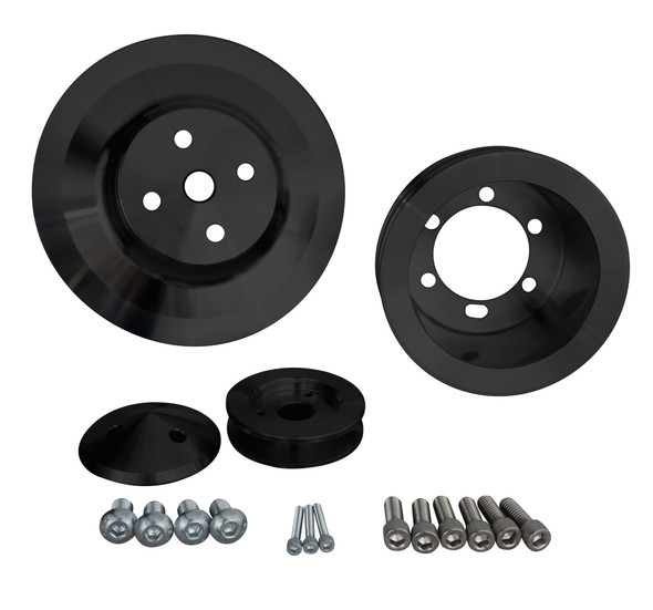 Big Block Chrysler Performance Ratio V-Belt Pulley Kit (2V), Black
