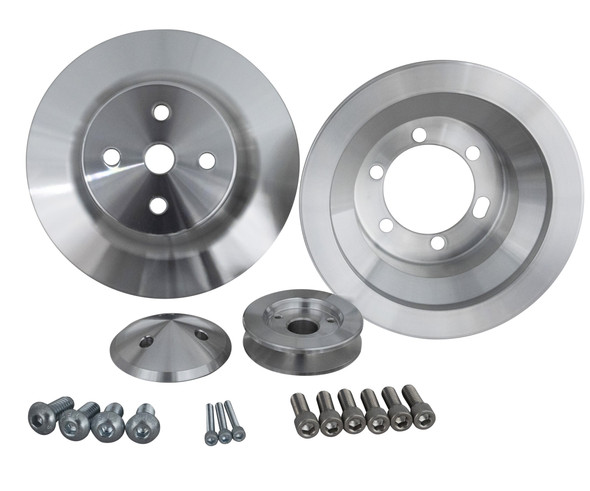 Big Block Chrysler High Flow V-Belt Pulley Kit (1V), Clear