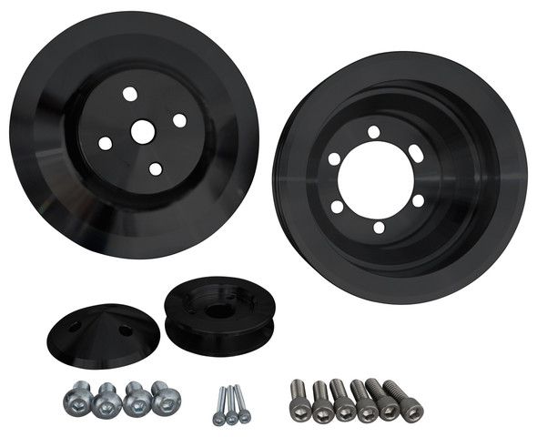 Big Block Chrysler High Flow V-Belt Pulley Kit (2V), Black
