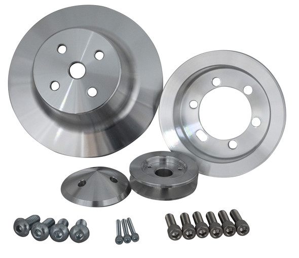 Big Block Chrysler Performance Ratio V-Belt Pulley Kit for Fluid Dampers (1V), Clear