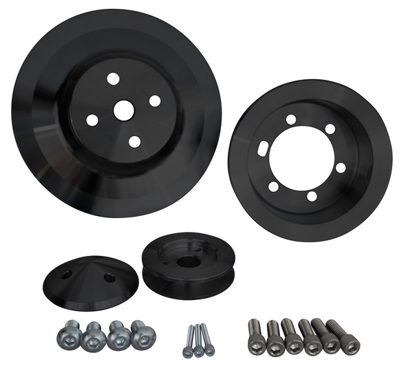 Big Block Chrysler Performance Ratio V-Belt Pulley Kit for Fluid Damper (2V), Black