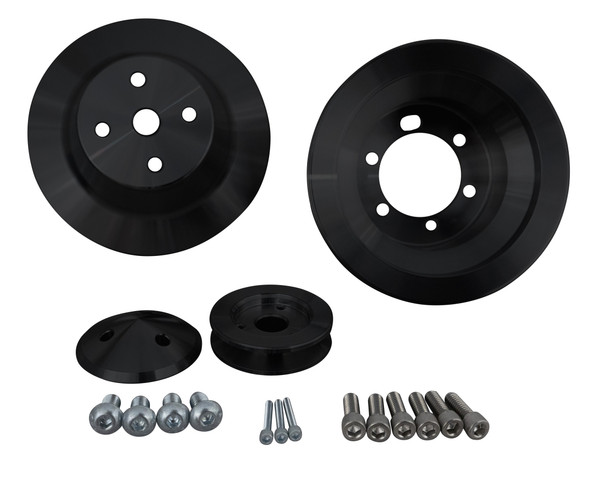 Small Block Chrysler High Flow V-Belt Pulley Kit (1V), Black