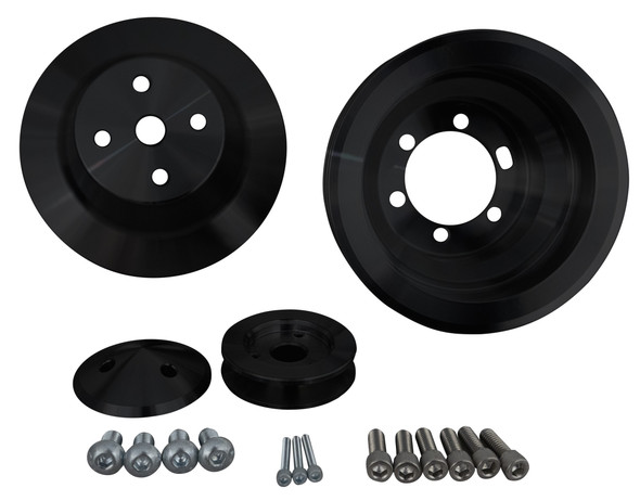 Small Block Chrysler High Flow V-Belt Pulley Kit (2V), Black