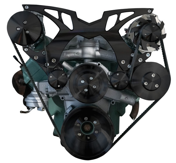 Buick Nailhead All Inclusive Style Track Serpentine System, Black, Front