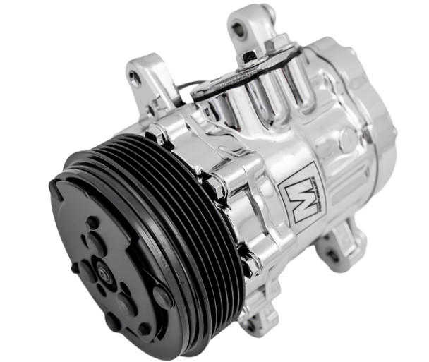 Ultra Series Sanden 7176 / SD-7 Air Conditioning Compressor Chrome Finish with 6 Groove Clutch, Front Ultra Series Sanden 7176 / SD-7 Air Conditioning Compressor Chrome Finish with 6 Groove Clutch, Front