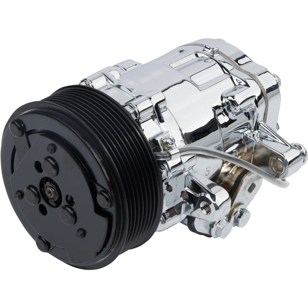 Ultra Series Sanden 7176 / SD-7 Air Conditioning Compressor Chrome Finish with 8 Groove Clutch